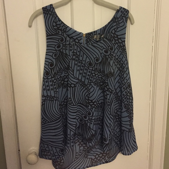 Forever 21 Flowy Brown/Blue tank SIZE L