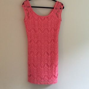 Pink lace bodycon dress