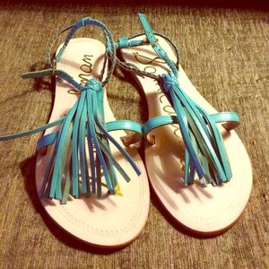 Sam Edelman Erika Fringe Sandal in Turquoise