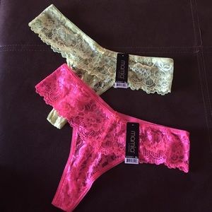 Neon yellow and neon pink thongs