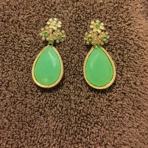 Green and gold earrings