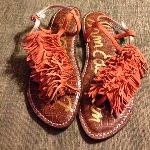 Sam Edelman Gela Suede Fringe Thongs Size 9.