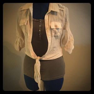 Cream & Lace Button Up