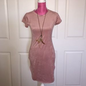 Blush faux suede mini