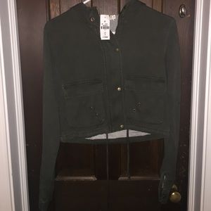 Army green cropped jacket