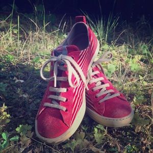 Camper red suede sneakers