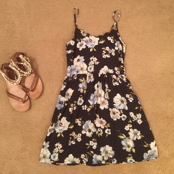 Navy blue floral dress