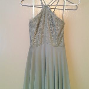 Lulus mint formal dress w/ criss cross back straps