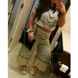 Forever 21 Crop top high waist cullotte 2piece set