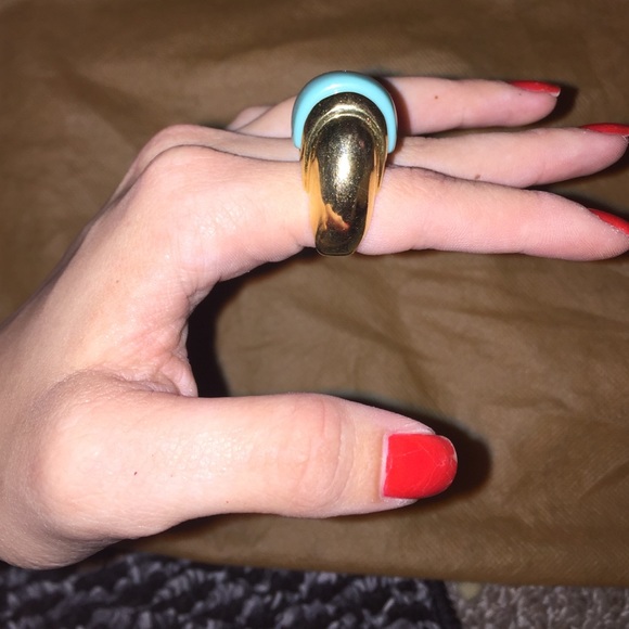 Vintage Gold & Turquoise clunky ring. - Picture 2 of 3