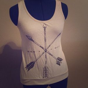 Printed Cream High-Low Tank Top