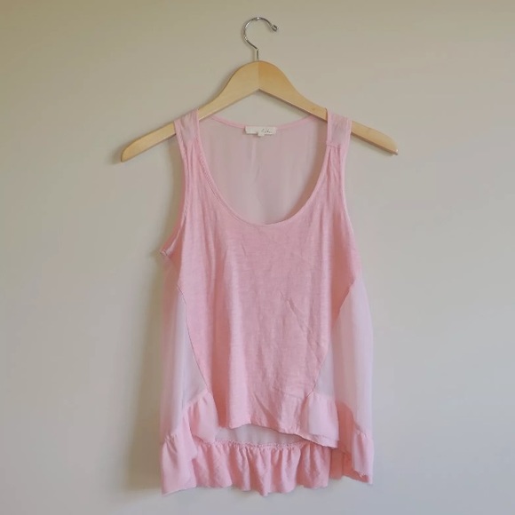 Lush light pink ruffle tank top shirt