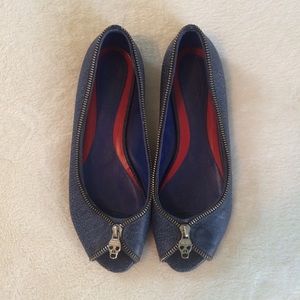 Alexander McQueen Blue Leather Ballet Flats