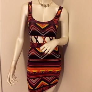 Material Girl Tribal Print Bodycon Dress