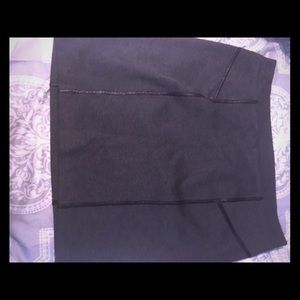 Dark gray skirt with black pleather piping