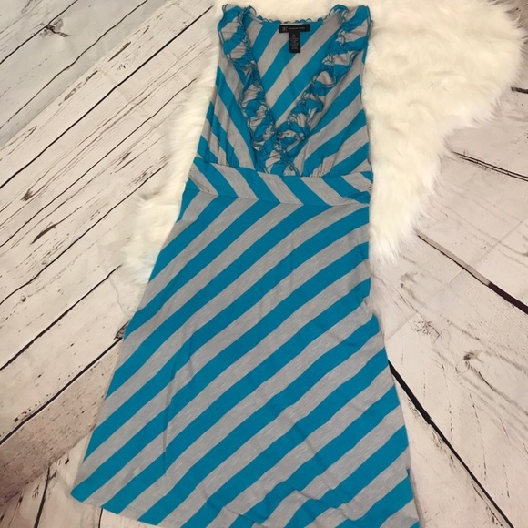 INC International Concepts Dresses & Skirts - INC Gray & Blue diagonal striped dress size Medium