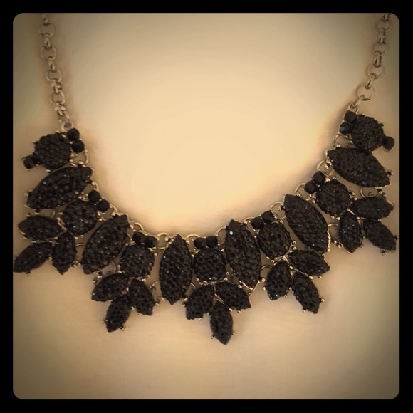 Silver and black statement necklace