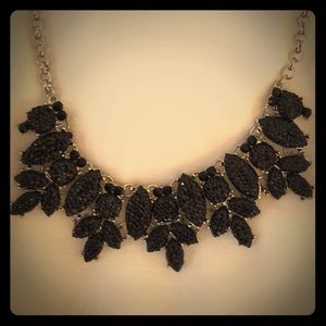 Silver and black statement necklace