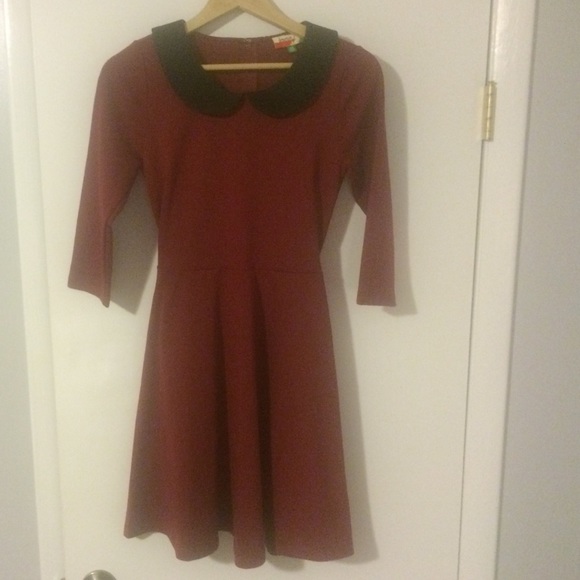 Dark Red Dress with Peter Pan Collar