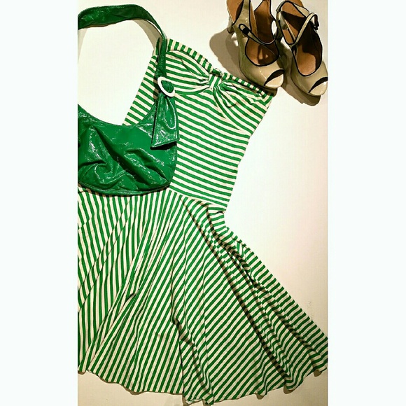 Strapless Green/White Moda International Dress
