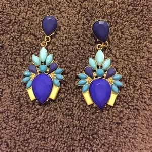 Sapphire, light blue, and yellow earrings.