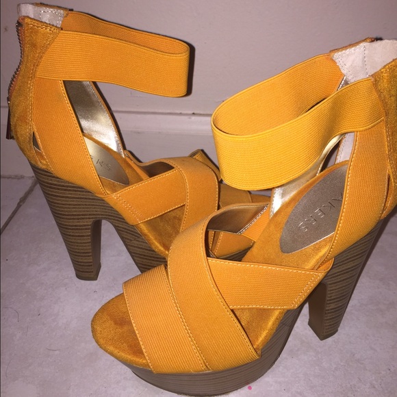 Orange strappy platform Bakers sandals