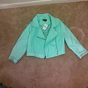 Soft mint colored leather jacket