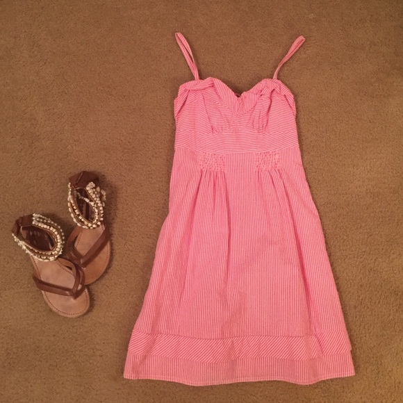 American eagle pink seersucker dress