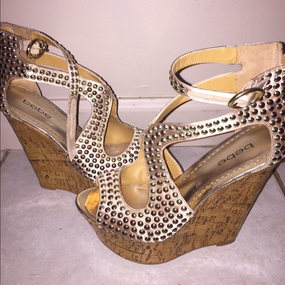Bebe gold wedges