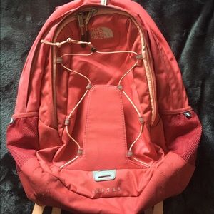 north face coral color backpack