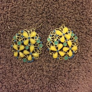 Light blue and yellow earrings