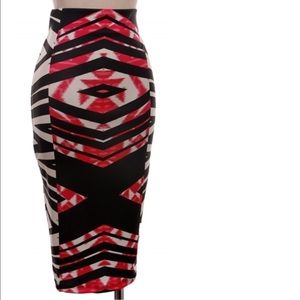 Tribal print Pink, white, and black skirt