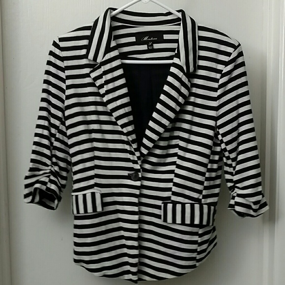 Striped black and white blazer size medium