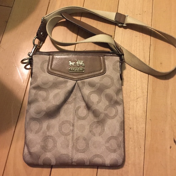 Authentic Coach cross body in tan color