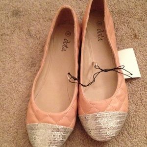 Pink and silver flats