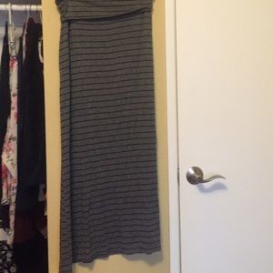 Grey and black striped maxi skirt