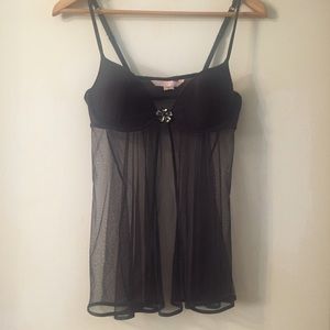 victoria's secret sheer black lingerie cami