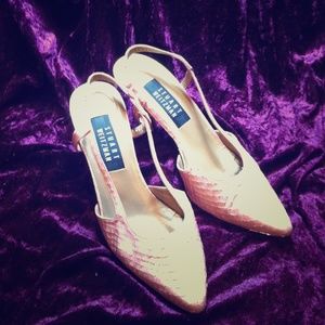 Stuart Weitzman pink snake skin pumps