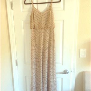 Adrianna Papell Beaded Gown in Champagne