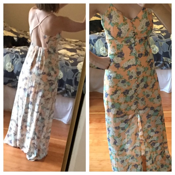 Sheer floral, sexy back maxi