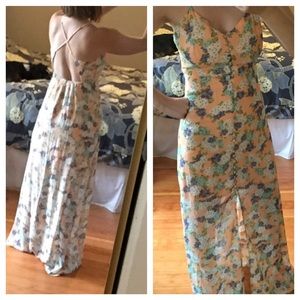 Sheer floral, sexy back maxi