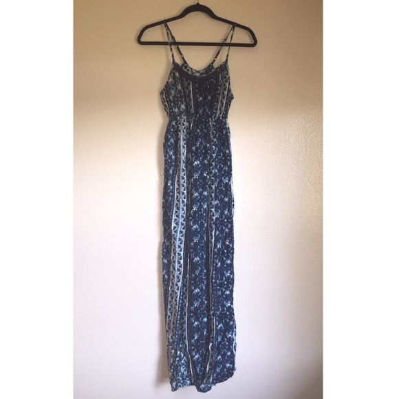 Mossimo Supply Co. Blue Printed Laceup Maxidress