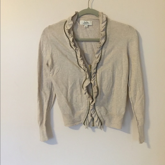 Papaya // Zip-up Cream Cardigan