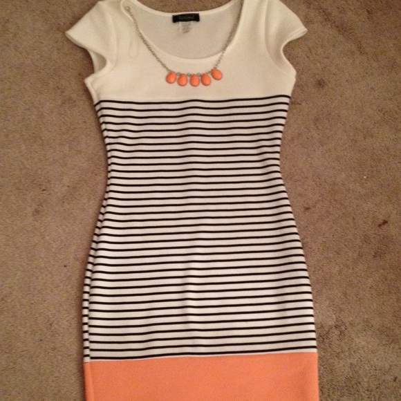 Pink, black, and white dress