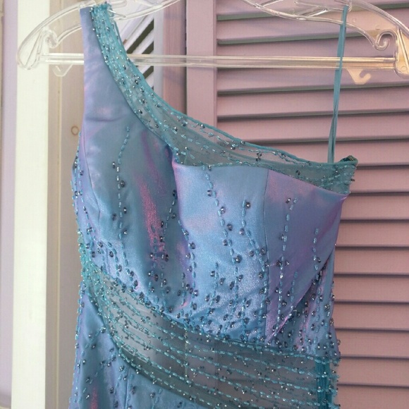 Blue/purple One Shoulder Prom Dress