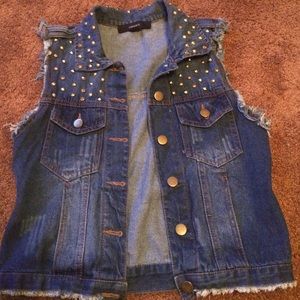 Gold Studded Denim Vest