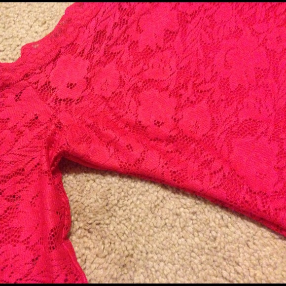 Gina Tricot Tops - red lace off shoulder top
