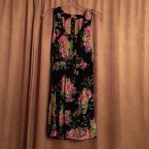 Black, green, pink, yellow, and purple dress