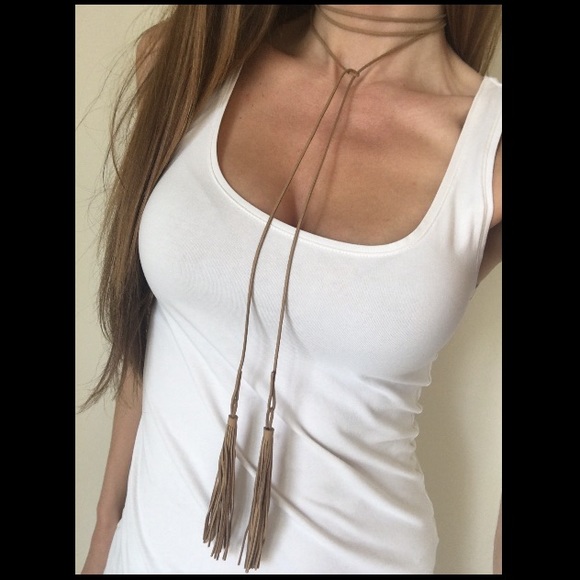 Nasty Gal Jewelry - Multi wear long layered tan choker