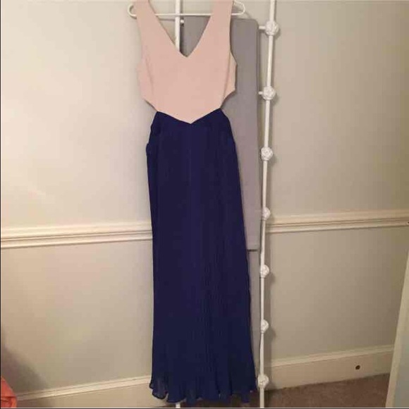 Cream and Royal Blue Maxi Dress